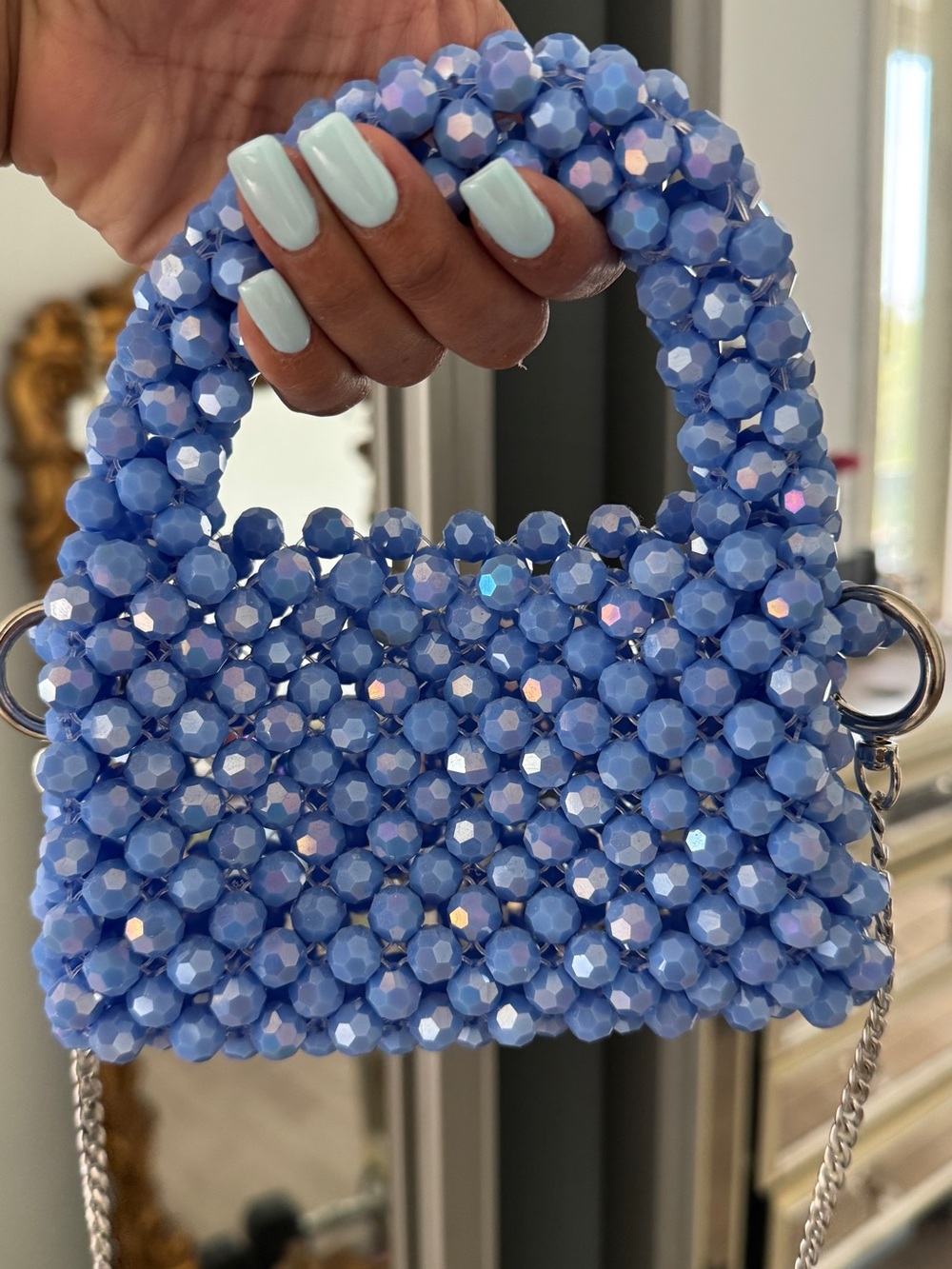 Beaded Cute🩵Mini micro Bag in Periwinkle Blue - handmade .